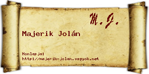 Majerik Jolán névjegykártya